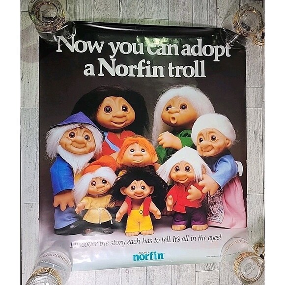 Vintage Thomas Dam Norfin Trolls Poster 18x20